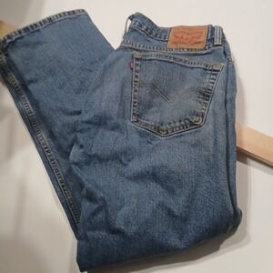 Levi's 505 Relaxed Straight Leg Jeans Distressed Denim Blue Mens‎ Size